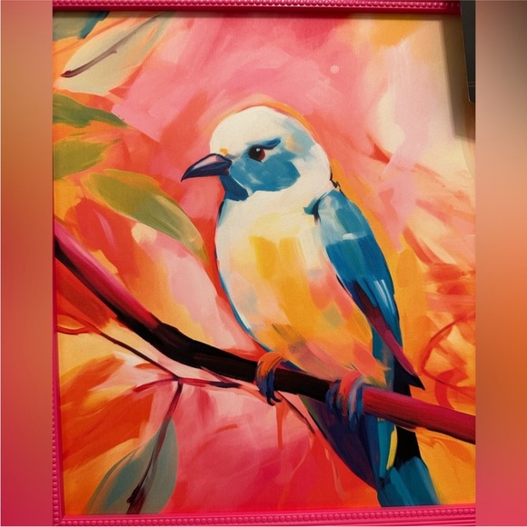 JIA Art Other - NEW Rene Michel Framed Bird Canvas, Hot Pink